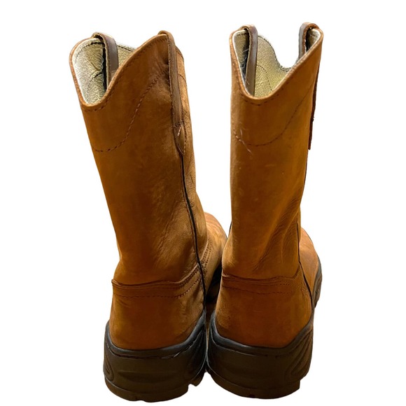 LOM Work Boots Brown Suede Western Men\'s Made in Mexico Size 10.5 Oil Resistant